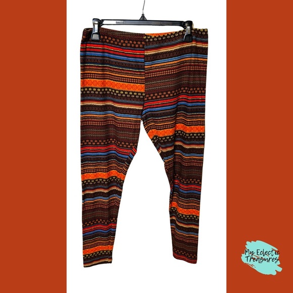 Vibrant Multicolor Patterned Leggings - Picture 1 of 7